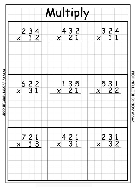 long multiplication worksheets